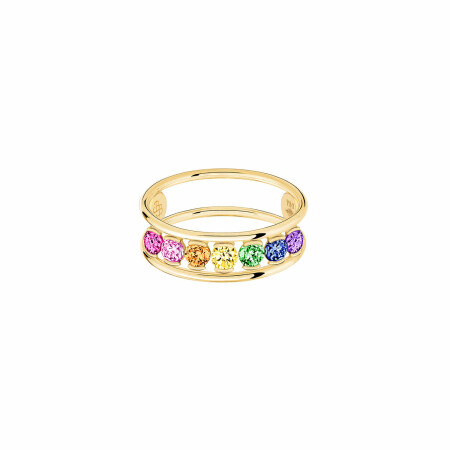 Bague La Brune & La Blonde HULA HOOP Rainbow en or jaune